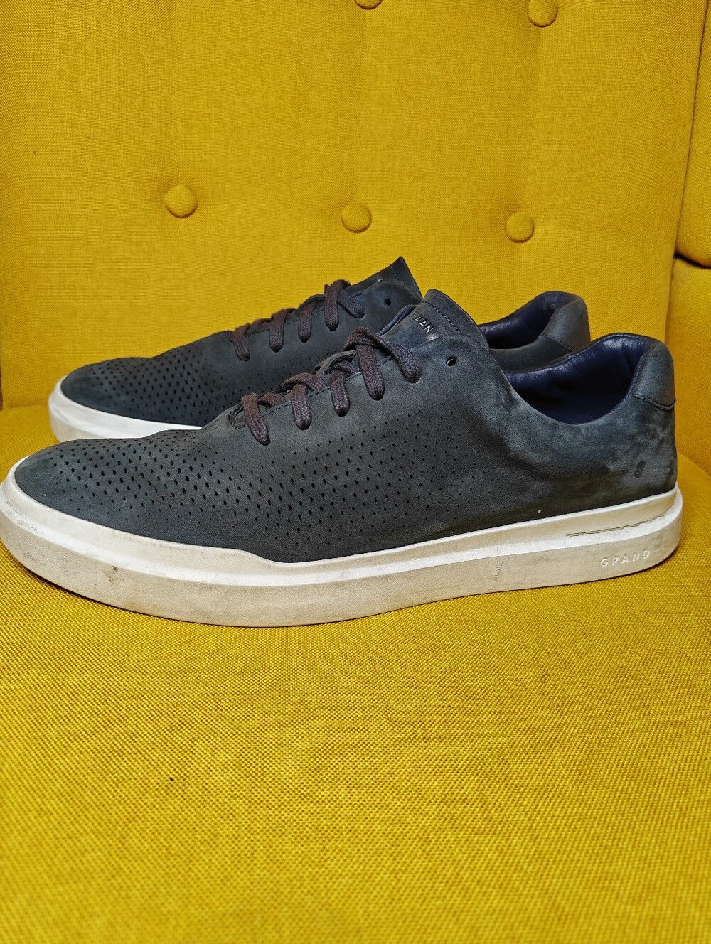 Cole Haan GrandPrø Rally Laser Cut Dark Blue Nubuck Leather Sneaker Men's 13M